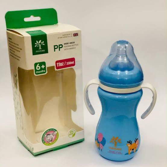 Premium Wide Neck Baby Feeding Bottle With Handle | 330ml Infant Bottle