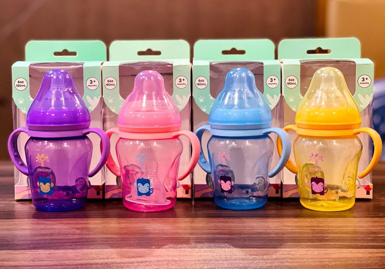 Premium Baby Sipper Bottle With Handle | 180ml Kids Feeding Bottle
