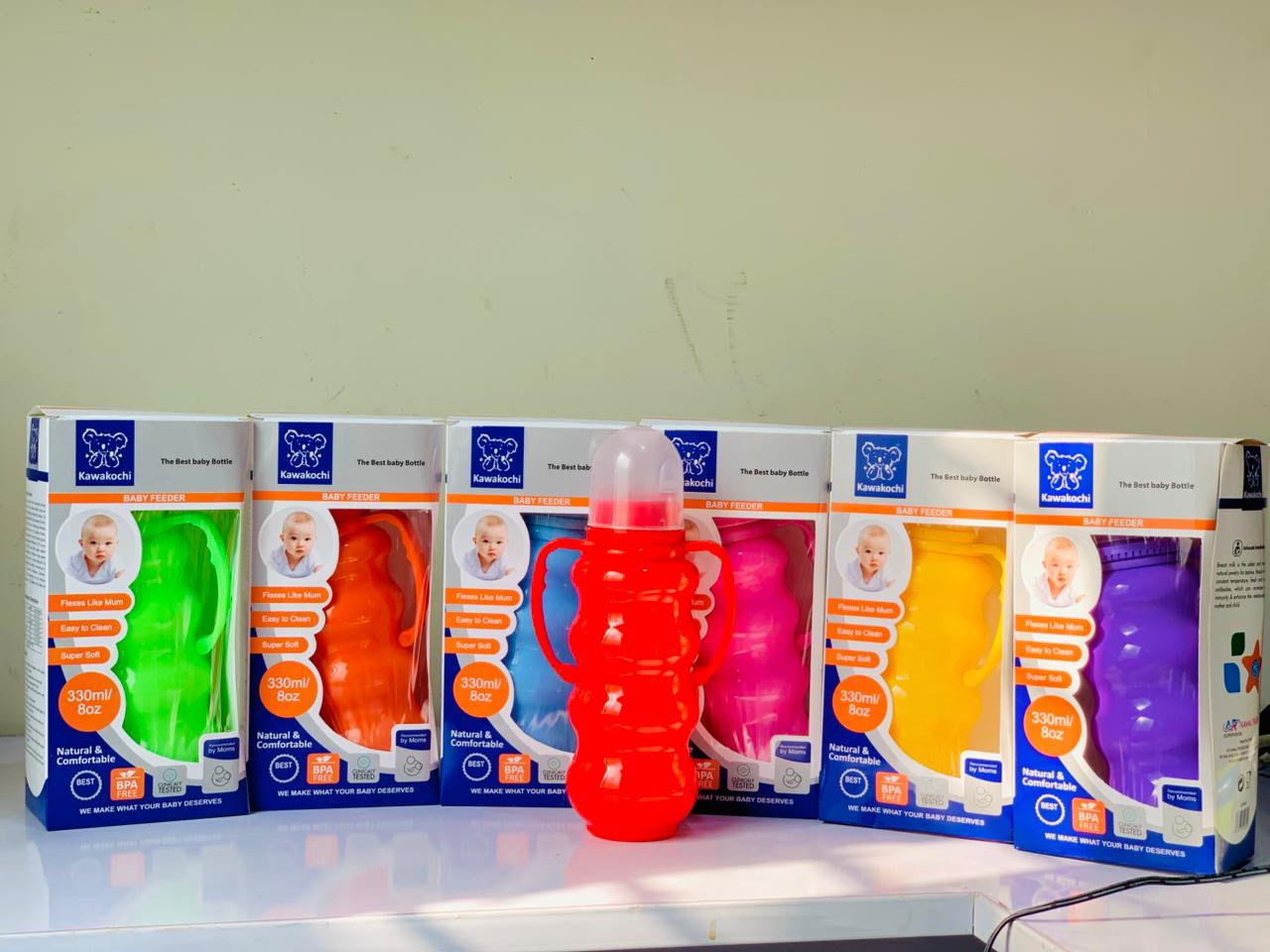 330ml Baby Feeder Bottle With Handle | Colorful Infant Feeding Bottle