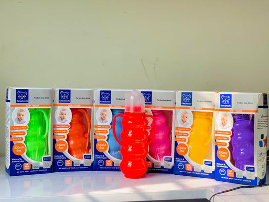 330ml Baby Feeder Bottle With Handle | Colorful Infant Feeding Bottle