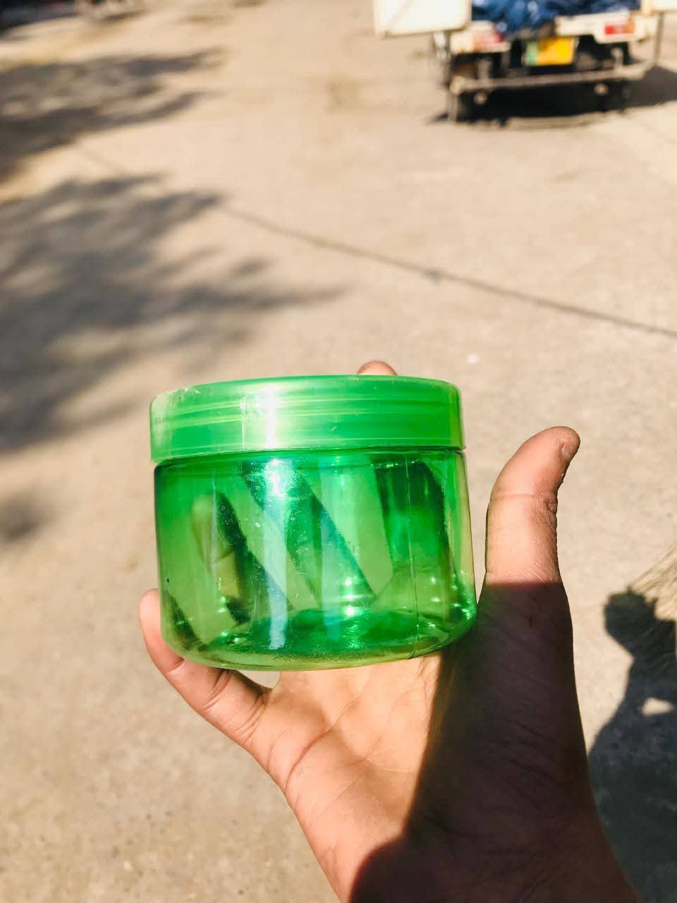 Transparent Green PET Cosmetic Jar With Screw Cap | Cream & Beauty Packaging Container