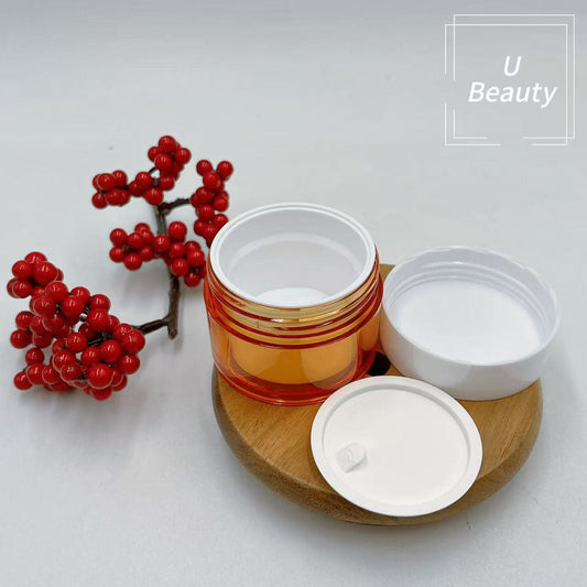 Premium Transparent Amber Cosmetic Jar With Inner Lid | Luxury Skincare Packaging Container
