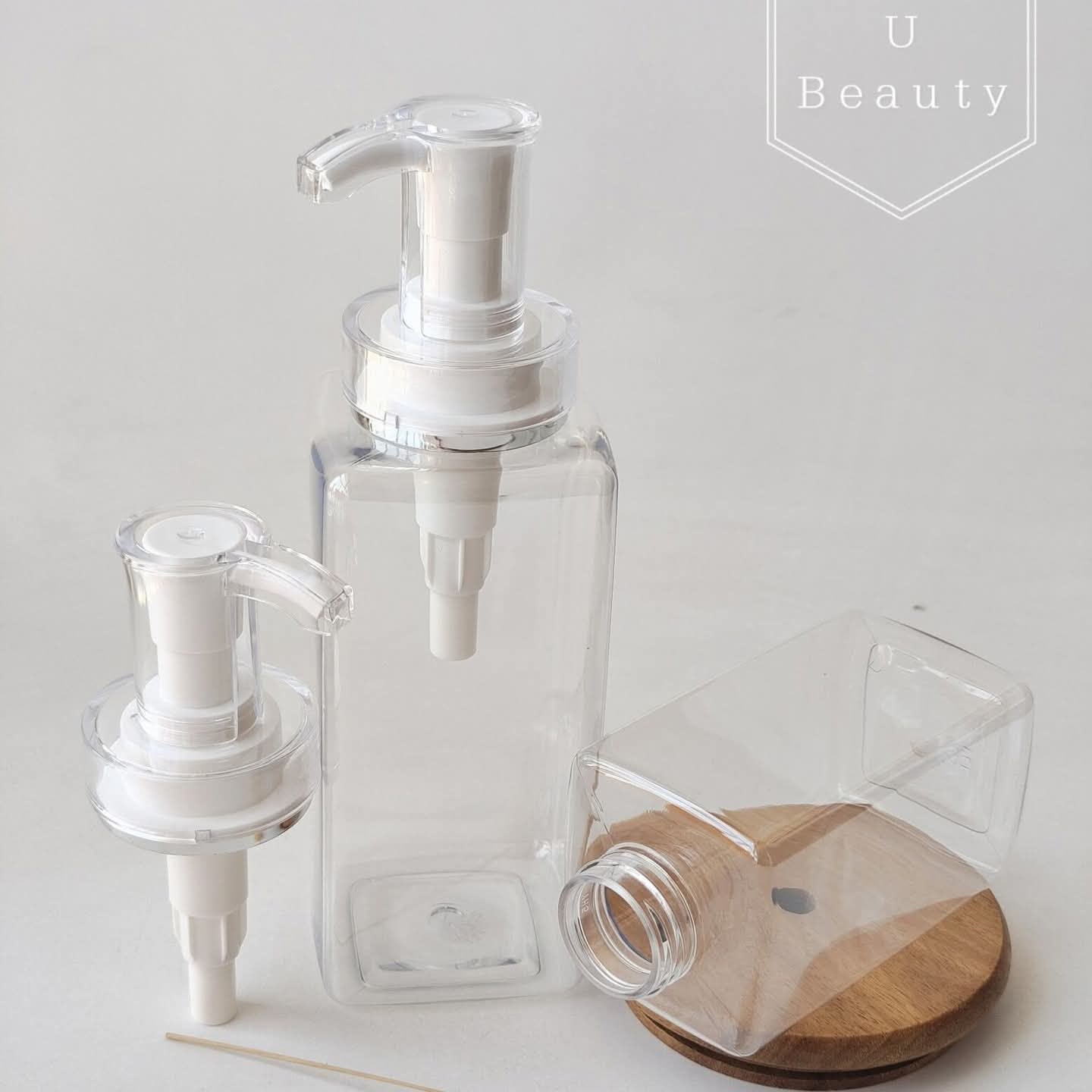 Transparent Square Pump Bottle | Premium Liquid Soap & Cosmetic Packaging Bottle