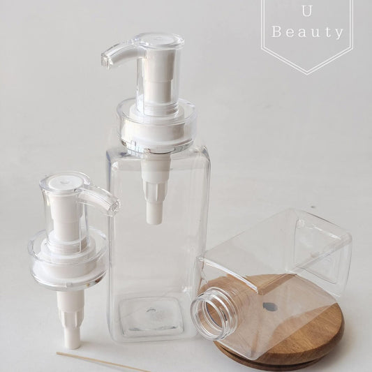 Transparent Square Pump Bottle | Premium Liquid Soap & Cosmetic Packaging Bottle