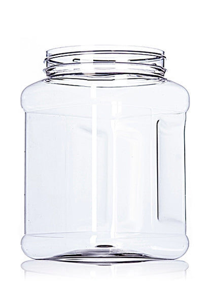 64 oz clear PET plastic square grip containe