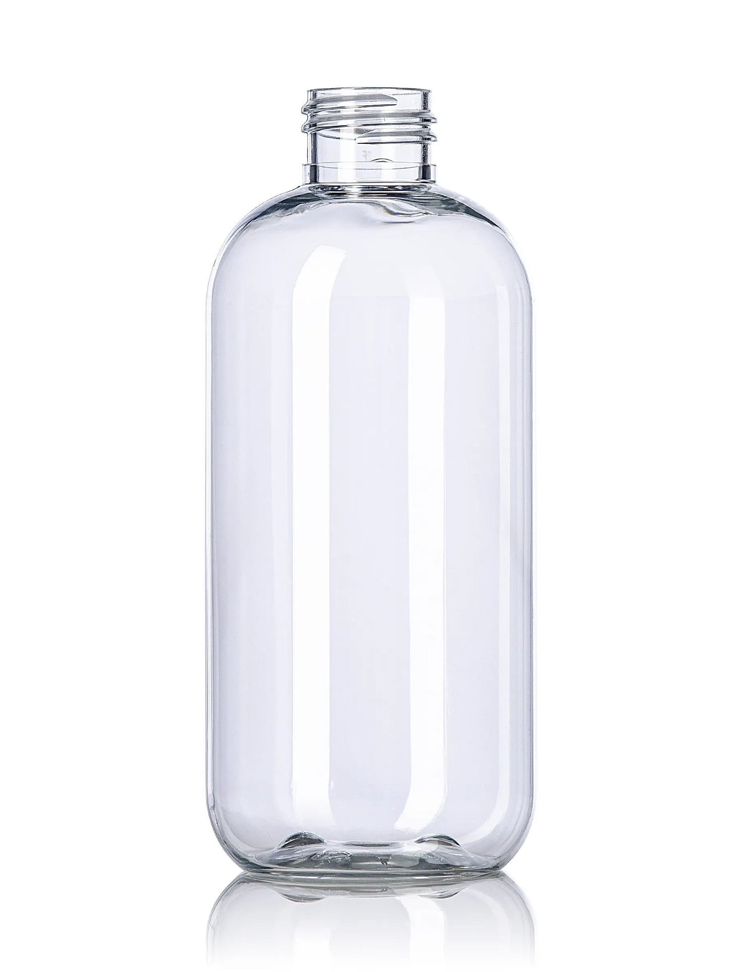 8 oz amber PET plastic boston round bottle