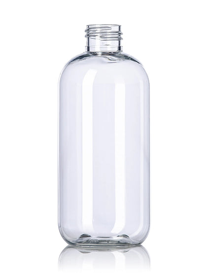 8 oz amber PET plastic boston round bottle