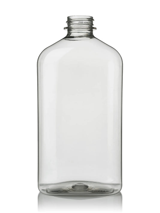 500 mL clear 100% PCR PET plastic metric oblong bottle