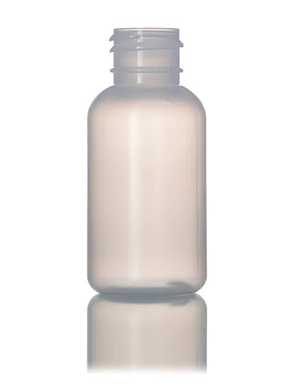 1 oz natural-colored LDPE plastic boston round bottle