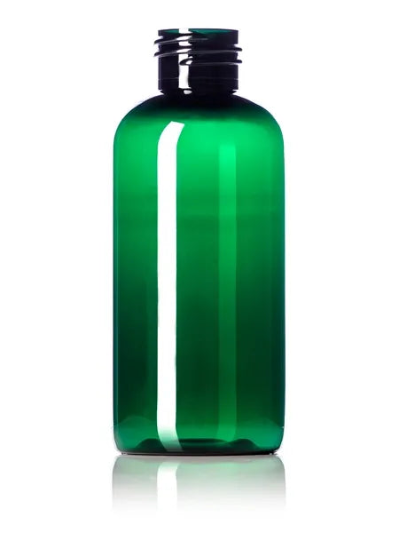 4 oz amber PET plastic boston round bottle