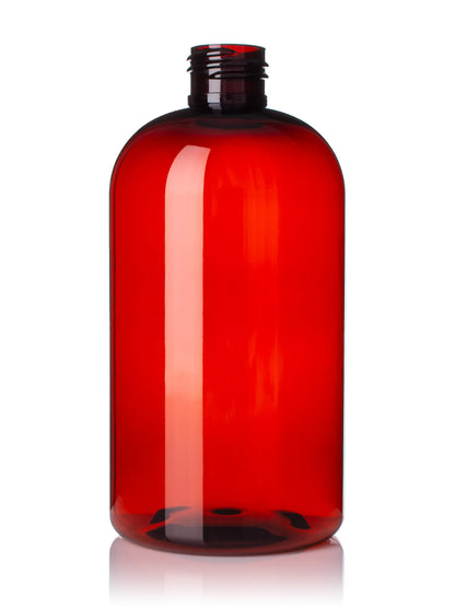 12 oz amber 100% PCR PET plastic boston round bottle