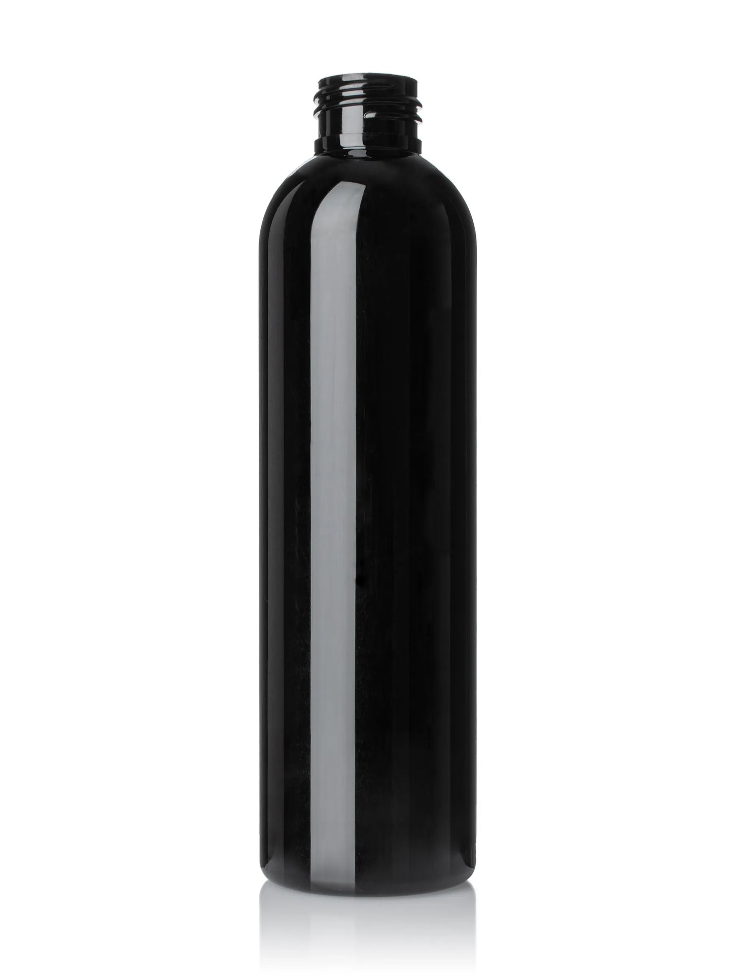 8 oz amber 25% PCR (post consumer resin) PET plastic cosmo round bottle
