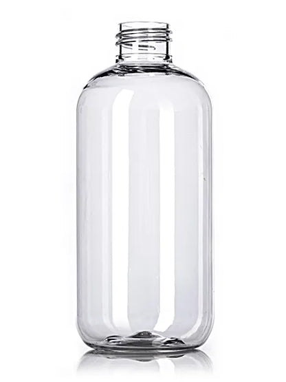 8 oz amber 100% PCR PET plastic boston round bottle
