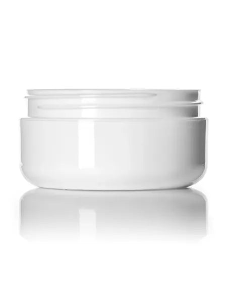 4 oz white PP plastic double wall round base low-profile jar