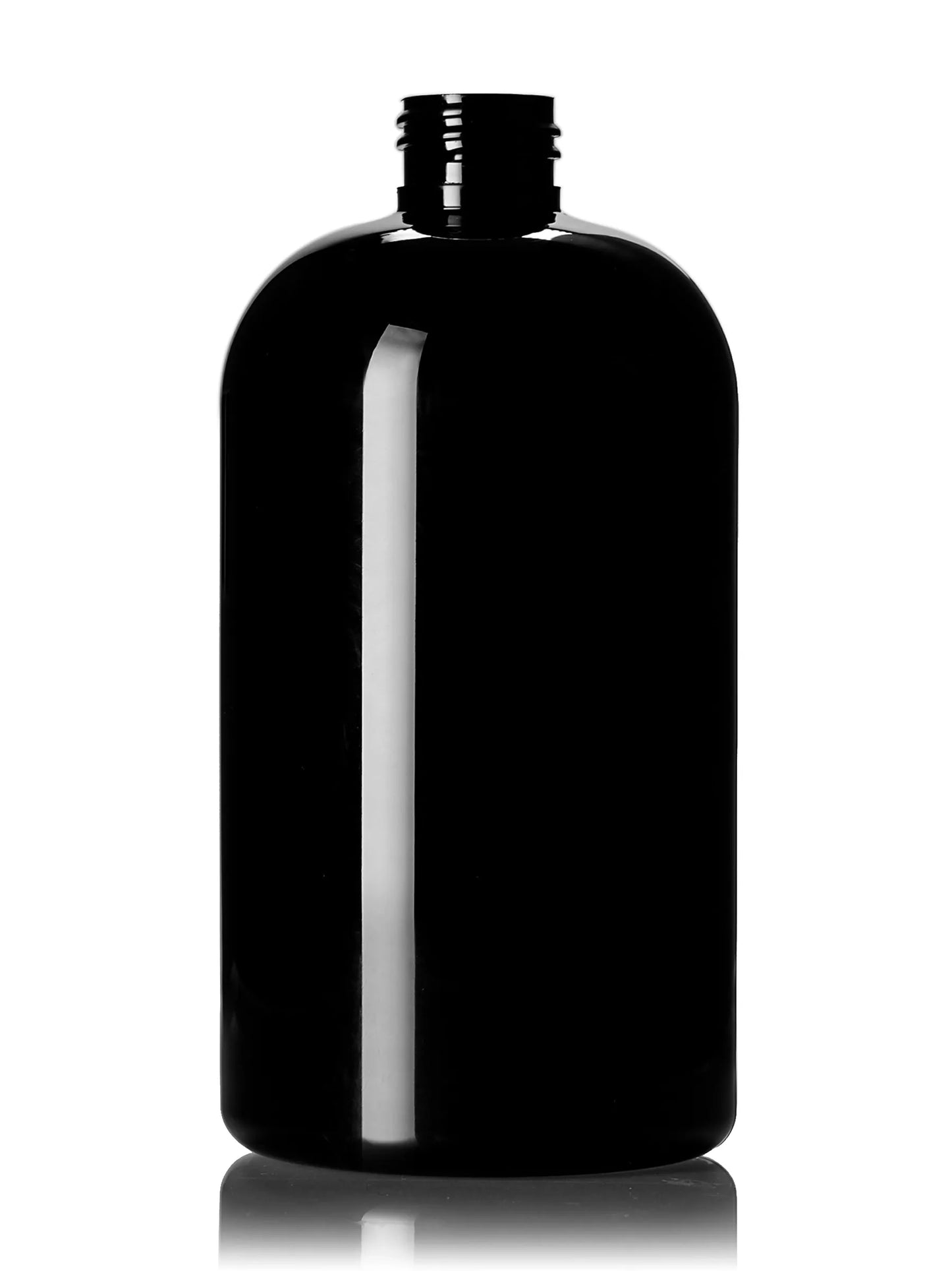 16 oz amber PET plastic boston round bottle