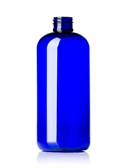 16 oz amber PET plastic boston round bottle