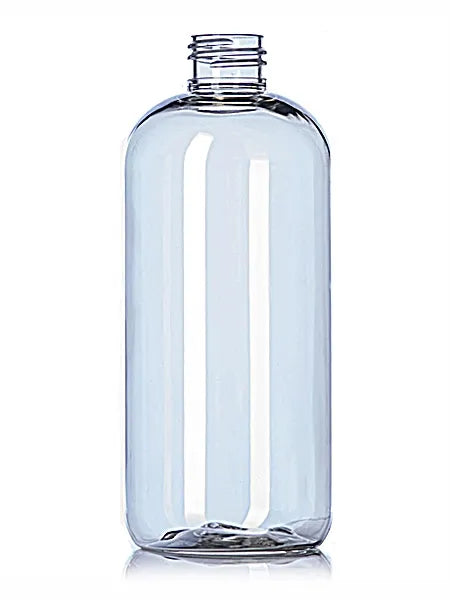 12 oz amber 100% PCR PET plastic boston round bottle
