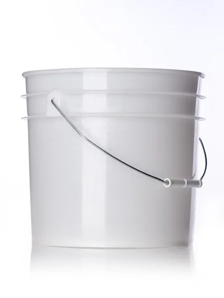 3.5 gallon natural-colored HDPE plastic pail of 90 mil thickness