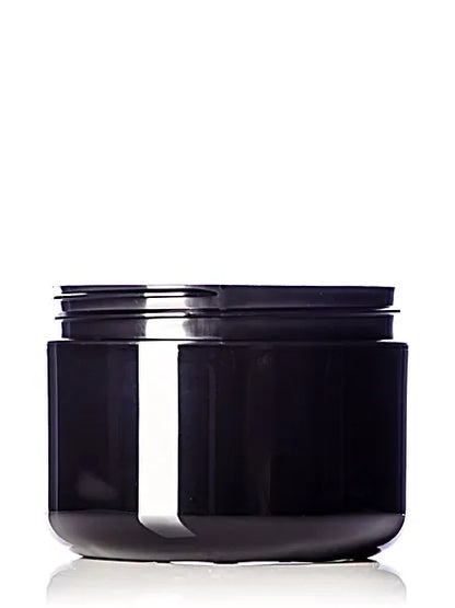 8 oz black PP plastic double wall round base jar