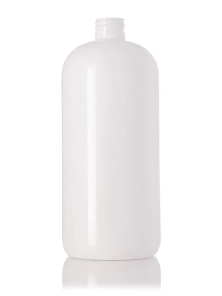 32 oz amber 100% PCR PET plastic boston round bottle