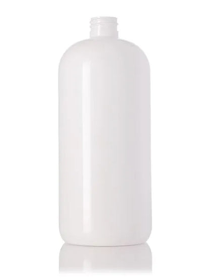 32 oz amber 100% PCR PET plastic boston round bottle