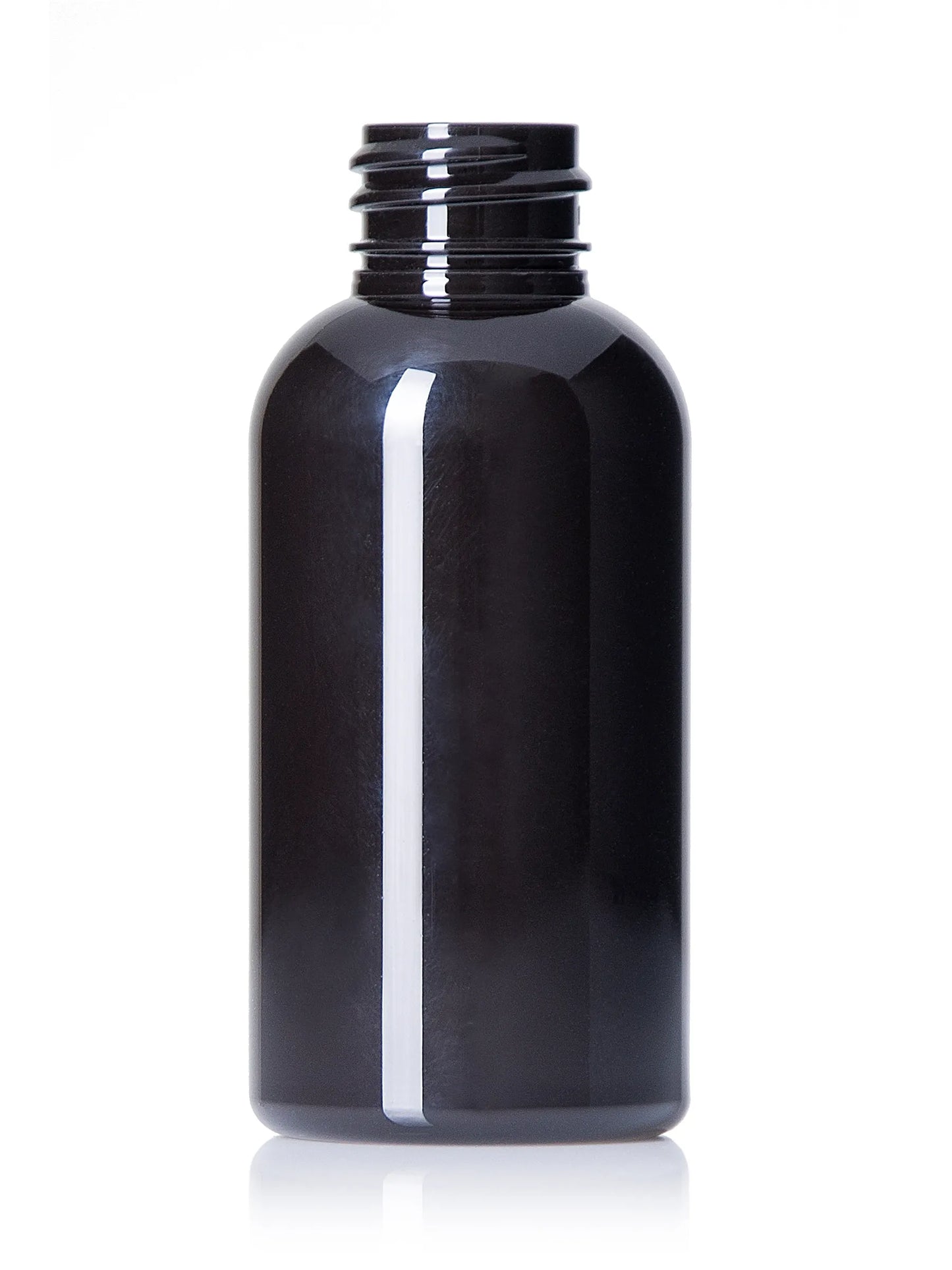 2 oz dark amber PET plastic boston round bottle