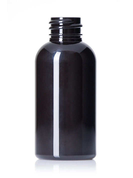 2 oz dark amber PET plastic boston round bottle