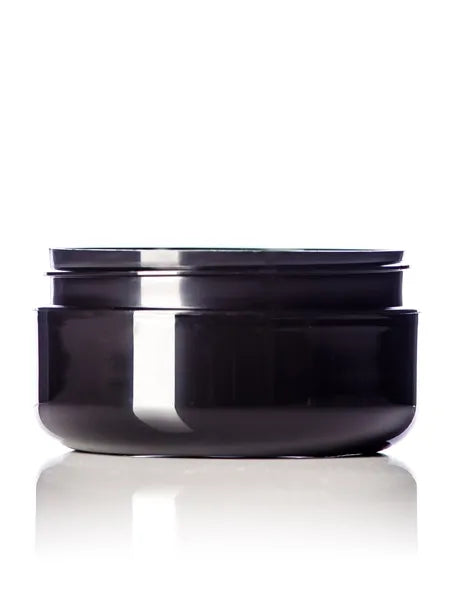 4 oz black PP plastic double wall round base low-profile jar