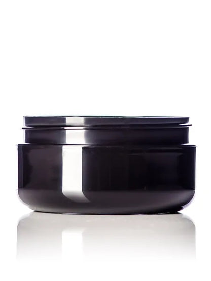 4 oz black PP plastic double wall round base low-profile jar