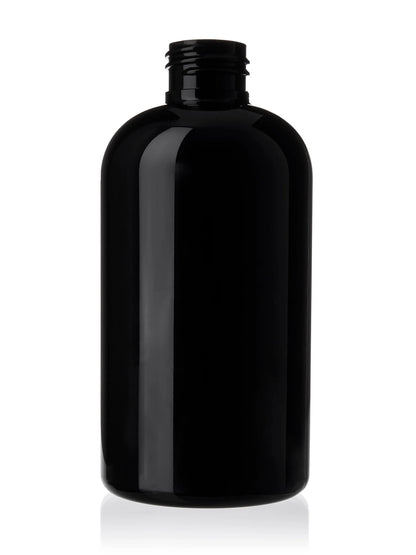 8 oz amber 100% PCR PET plastic boston round bottle
