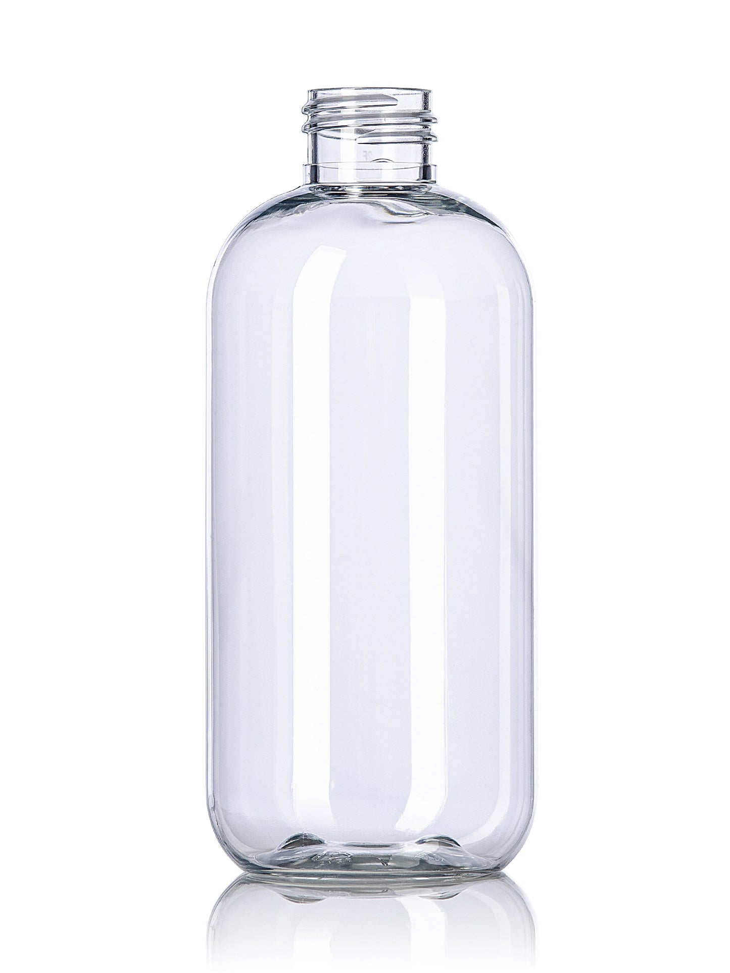 8 oz amber PET plastic boston round bottle