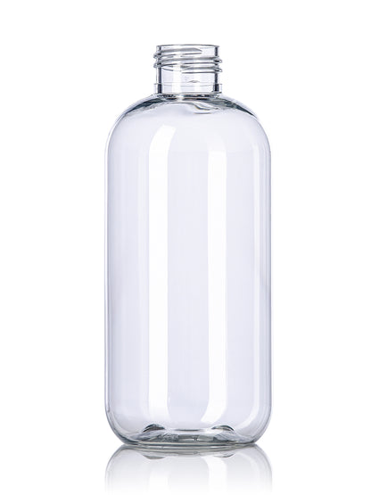 8 oz amber PET plastic boston round bottle
