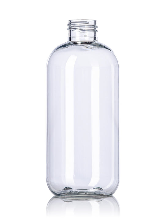 8 oz amber PET plastic boston round bottle