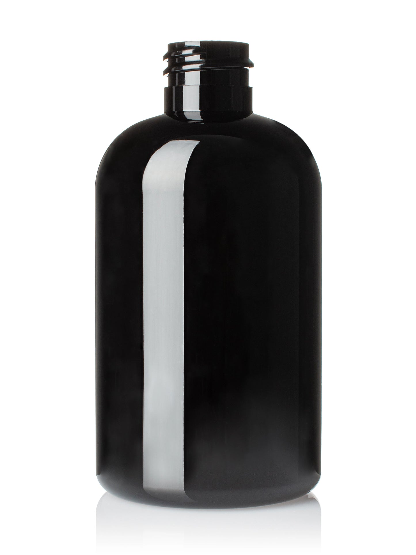 4 oz amber PET plastic boston round bottle