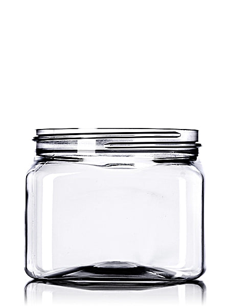 16 oz clear PET plastic square firenze jar
