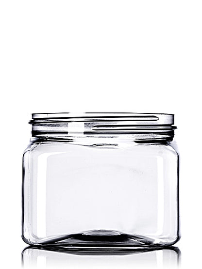 16 oz clear PET plastic square firenze jar