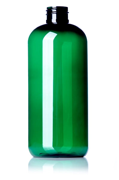 16 oz amber PET plastic boston round bottle