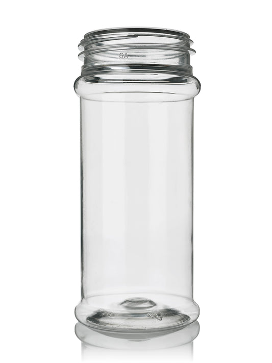 8.4 oz clear PET plastic spice bottle