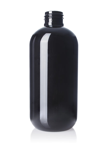 8 oz amber 100% PCR PET plastic boston round bottle