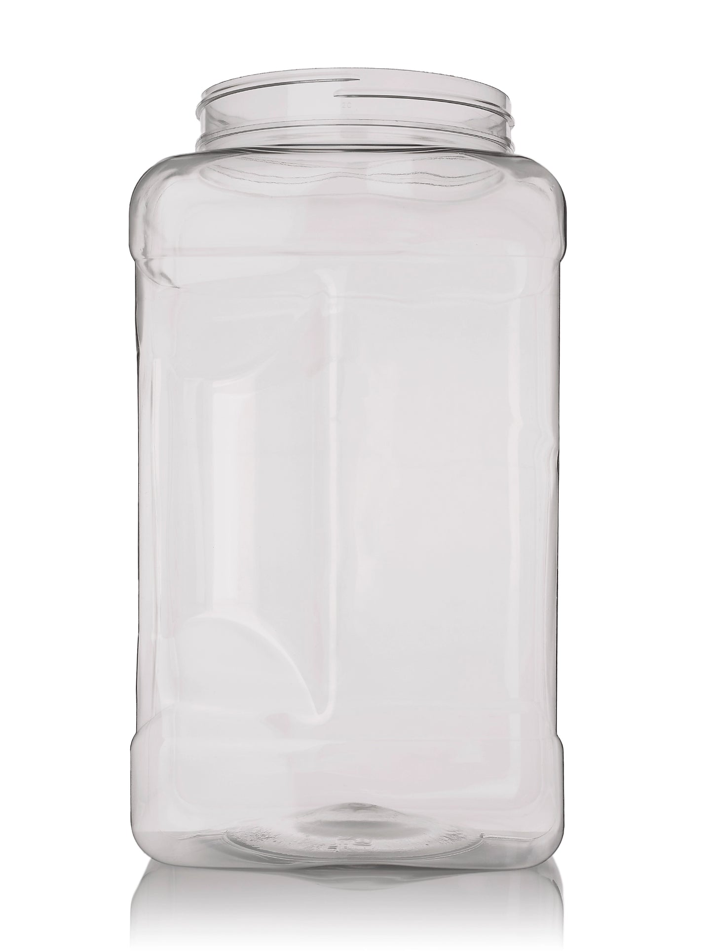 1 gallon clear PET plastic square grip container