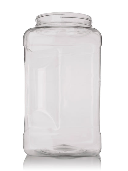 1 gallon clear PET plastic square grip container