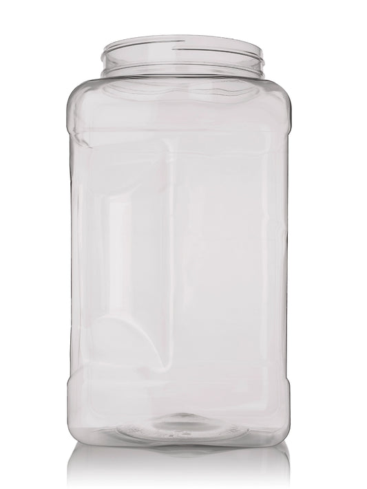 1 gallon clear PET plastic square grip container