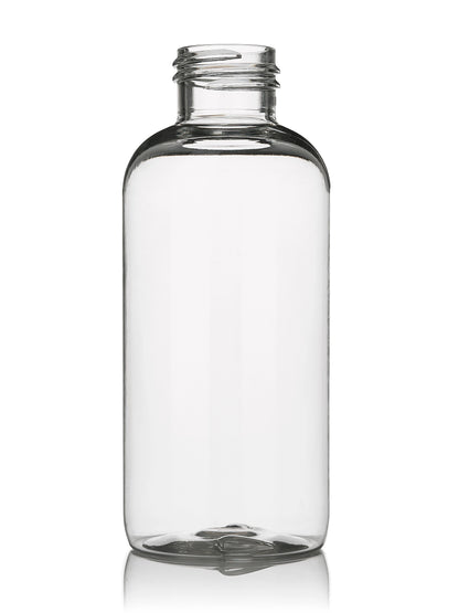 4 oz amber PET plastic boston round bottle