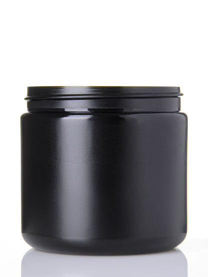 16 oz black HDPE plastic single wall jar