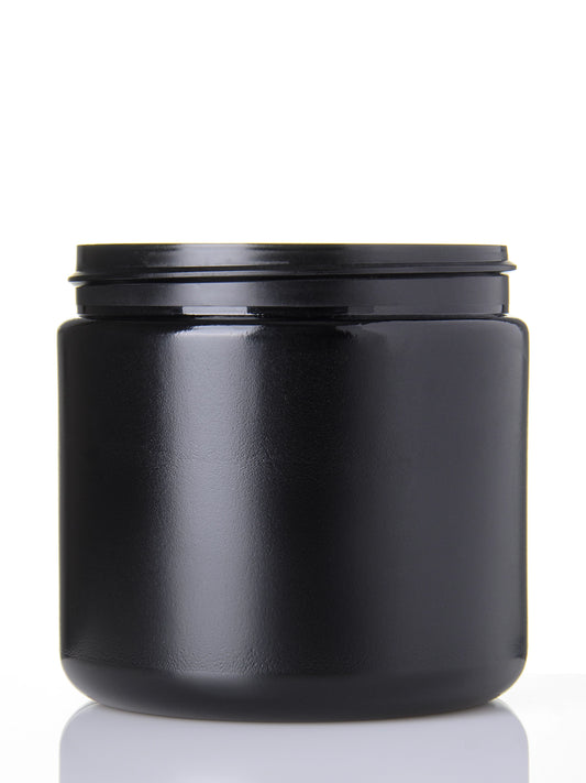 16 oz black HDPE plastic single wall jar