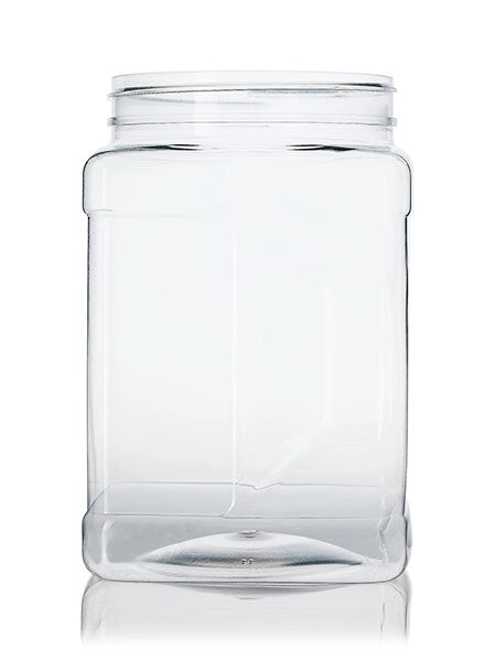 64 oz clear PET plastic square grip container