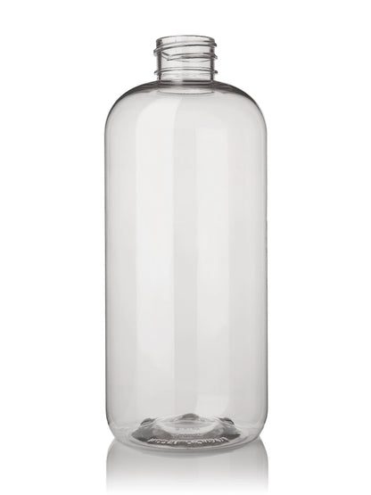 16 oz amber PET plastic boston round bottle