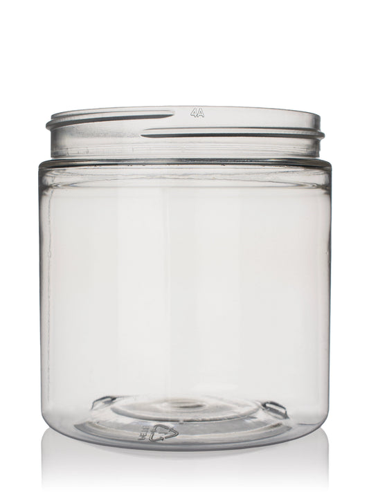 8 oz clear 25% PCR PET plastic single wall jar