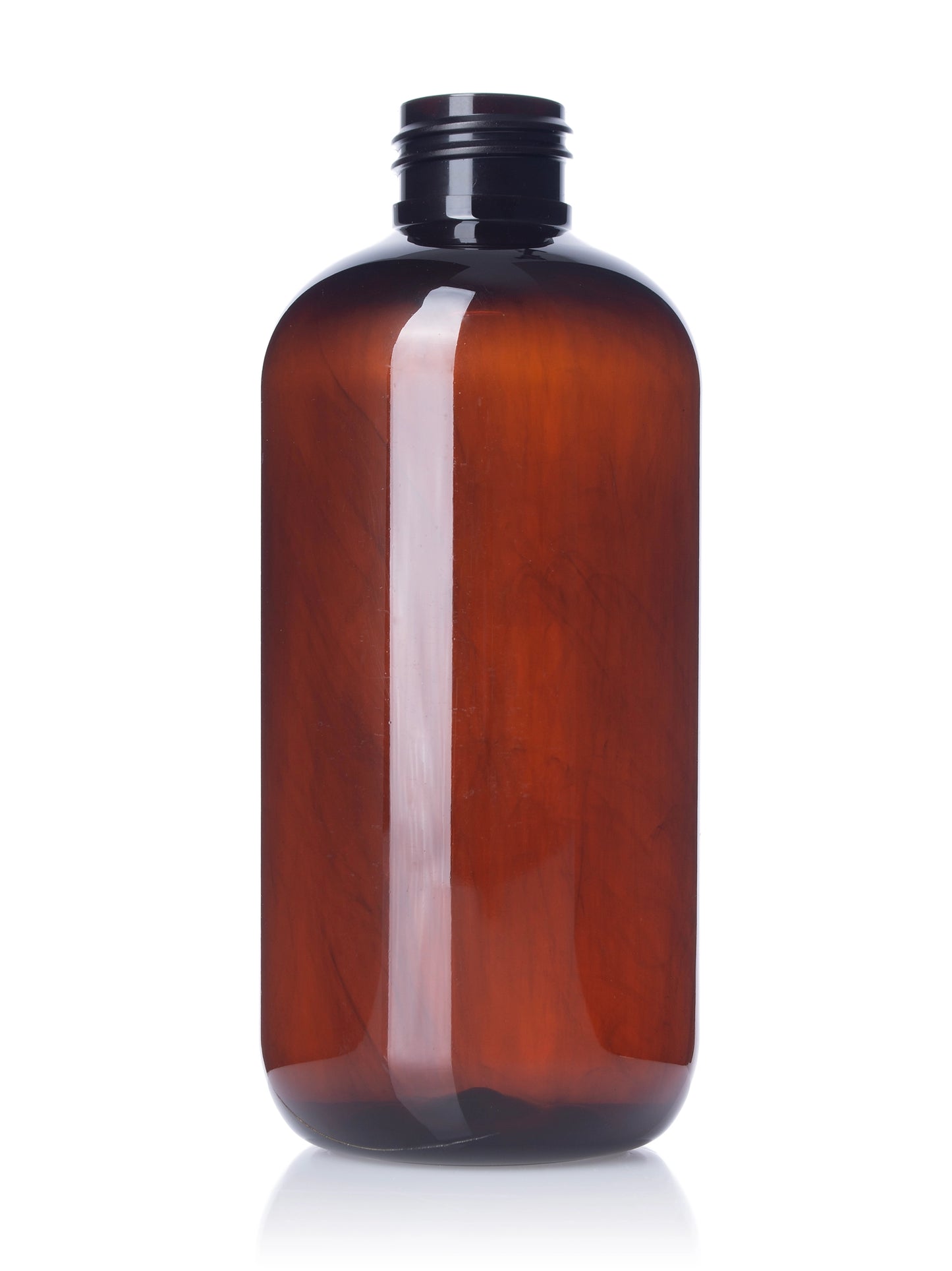 8 oz amber 100% PCR PET plastic boston round bottle