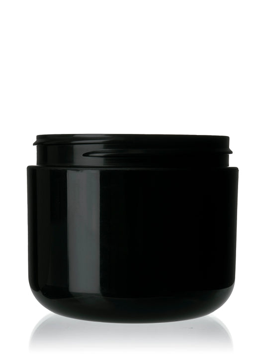 4 oz black PP plastic double wall round base jar